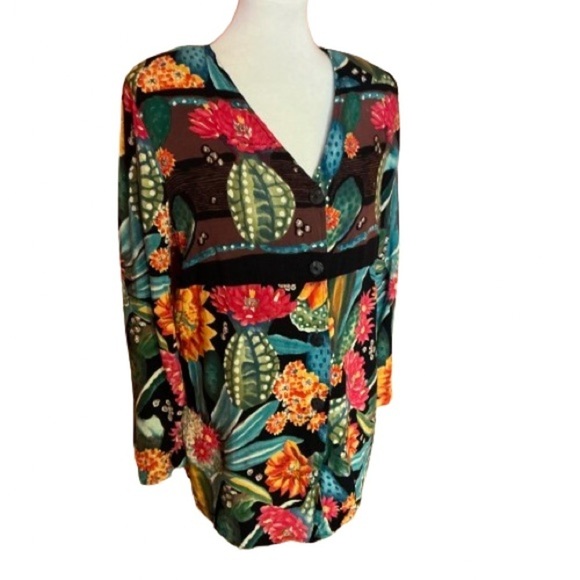 Vintage 90s Tropical Flowers Coverup - Picture 1 of 11
